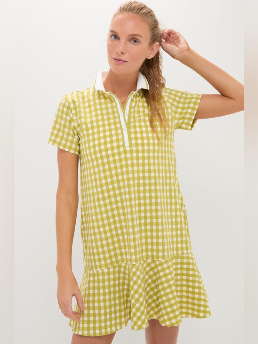 NEW TUCKERNUCK Green Gingham Performance Seersucker May Golf Dress Large